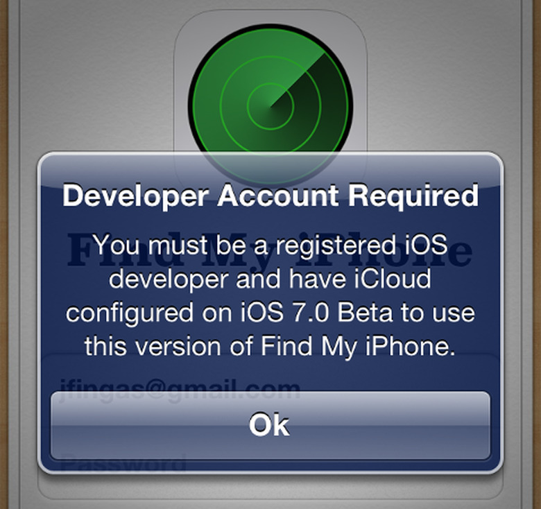 Dev-only Find My iPhone update pushed to consumers, breaks log in
