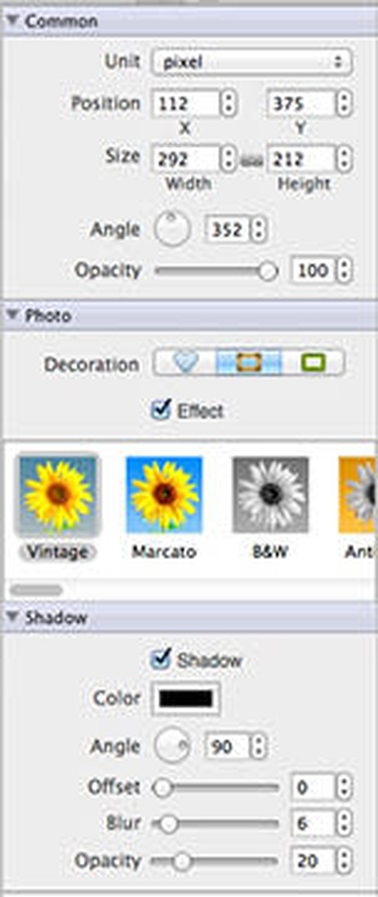 Picture Collage Maker Effect Panel