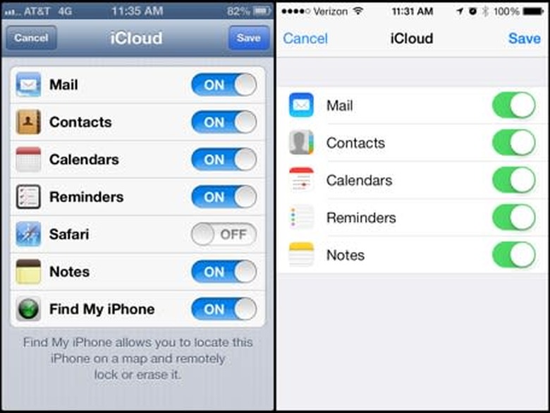 Screenshot of iOS6 and iOS7 Secondary iCloud Account