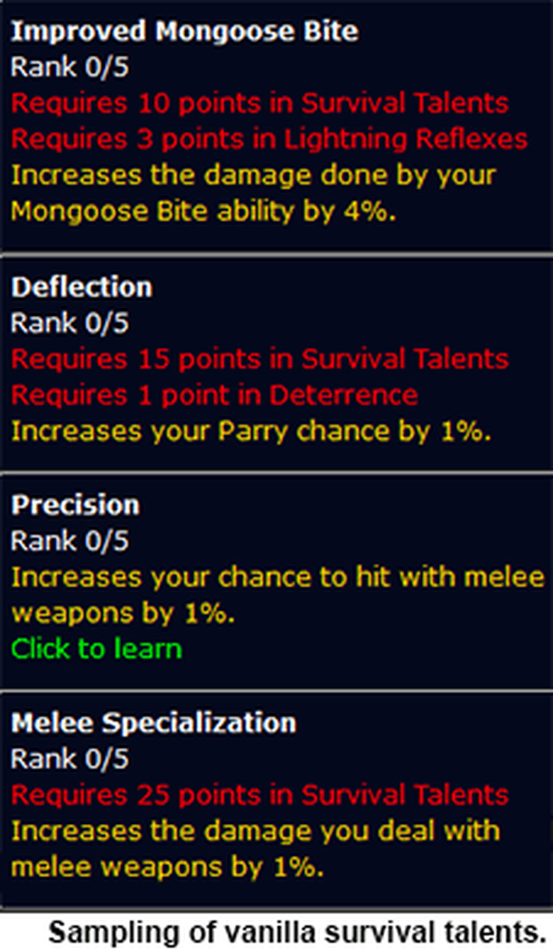 Vanilla Hunter Survival Talents