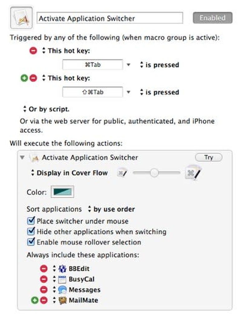 Keyboard Maestro app switch preferences
