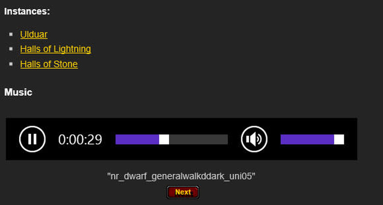 Wowhead music player