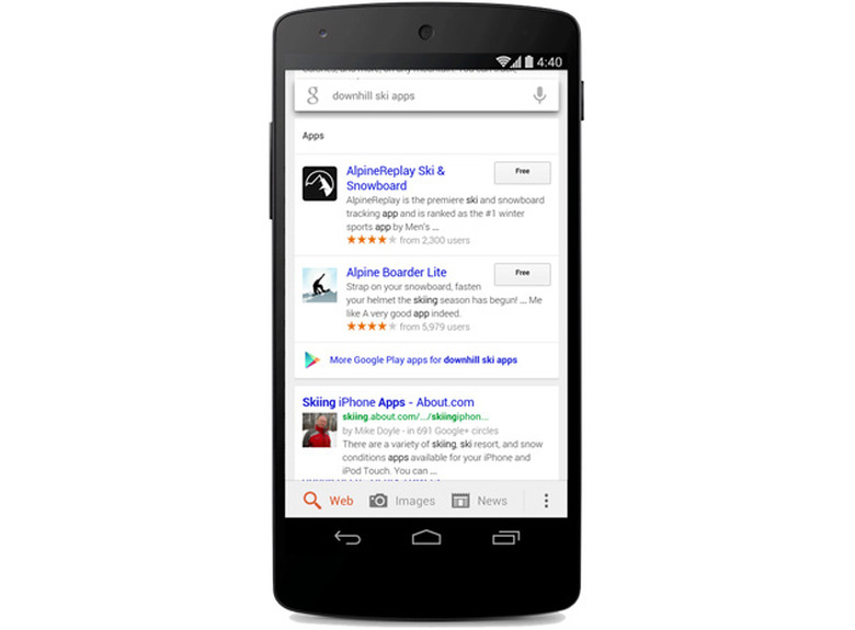 Google app search on Android