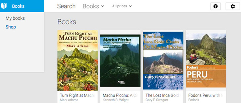 Google Play Books searching for Machu Picchu