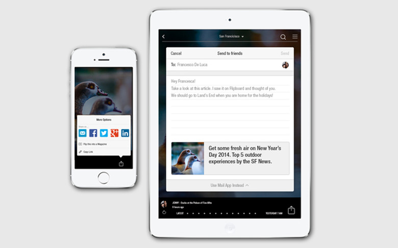 Article sharing in Flipboard for iOS