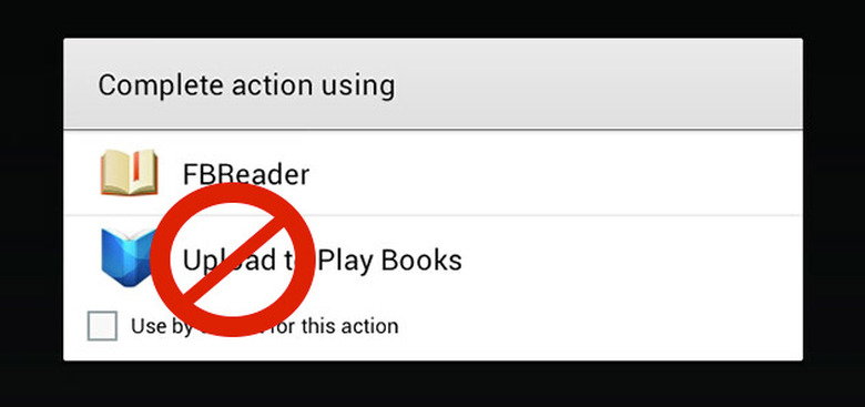 No Google Play Books uploading for you