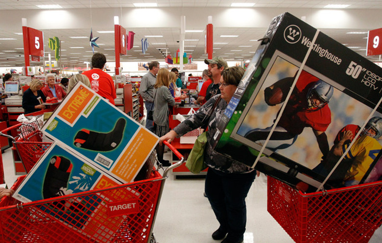 Shopping for TVs at Target