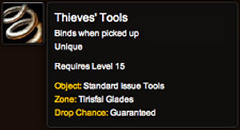 Thieves' Tools tooltip