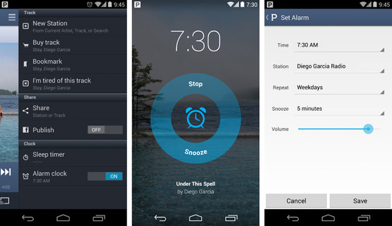 Pandora alarm clock functions on Android
