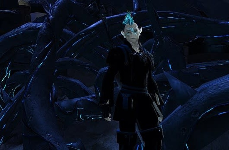 Sylvari standing in front of Pact thorn wall