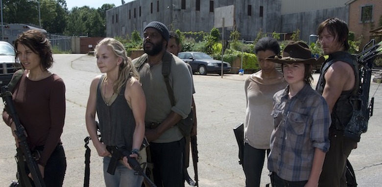 Maggie Greene (Lauren Cohan), Beth Greene (Emily Kinney), Tyreese (Chad Coleman), Sasha (Sonequa Martin-Green), Carl Grimes (Chandler Riggs) and Daryl Dixon (Norman Reedus) - The Walking Dead _ Season 4, Episode 8 - Photo Credit: Gene Page/AMC