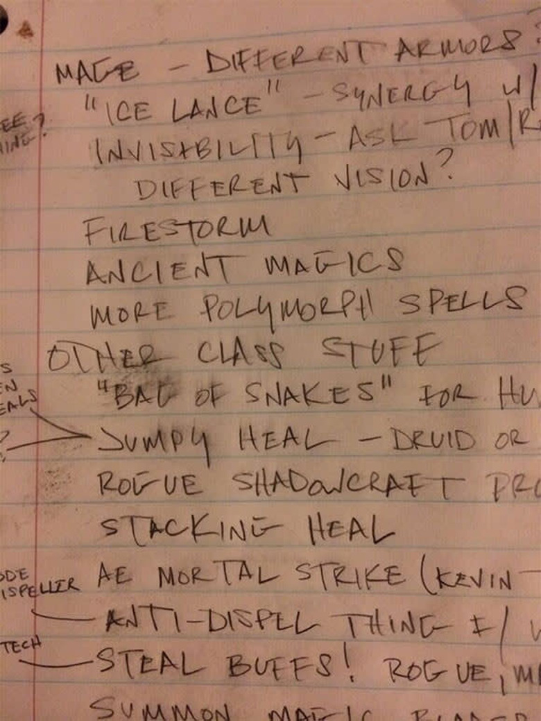 WoW Class Design notes