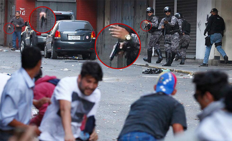 Venezuelan police shooting at unarmed protesters