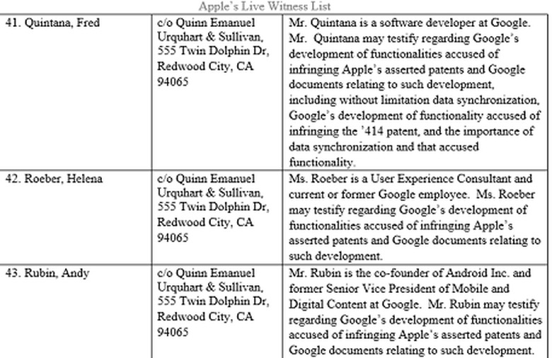 andy rubin witness list