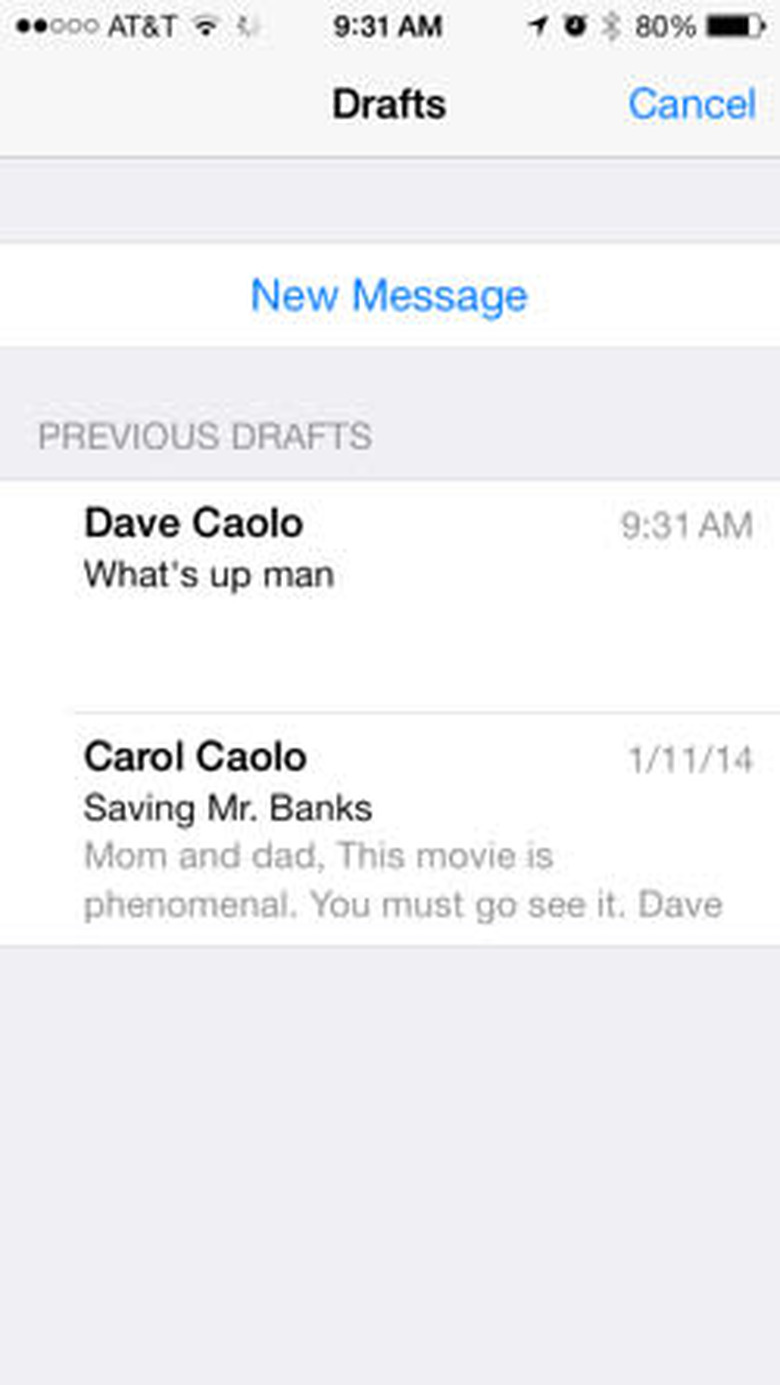 Draft emails in Mail