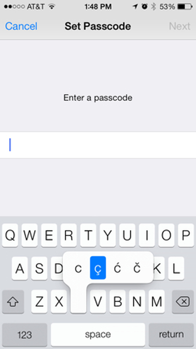 iPhone special characters