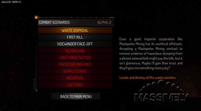 Elite: Dangerous alpha mission select