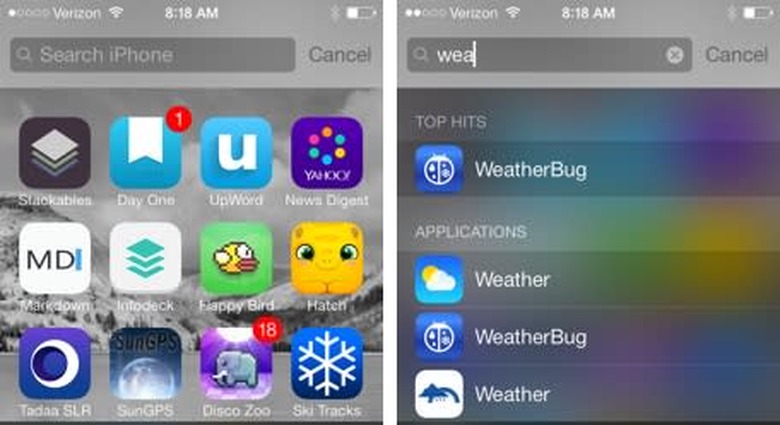 iOS spotlight search