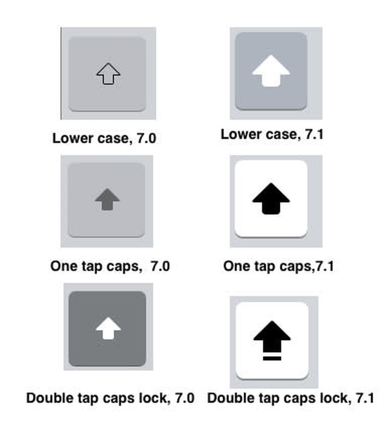 iOS caps lock key comparison