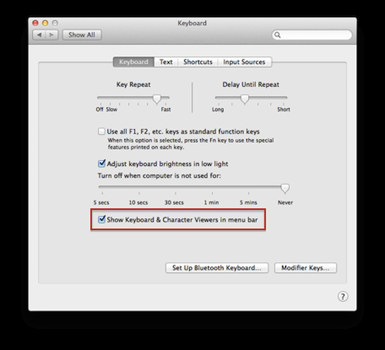 System Preferences Keyboard