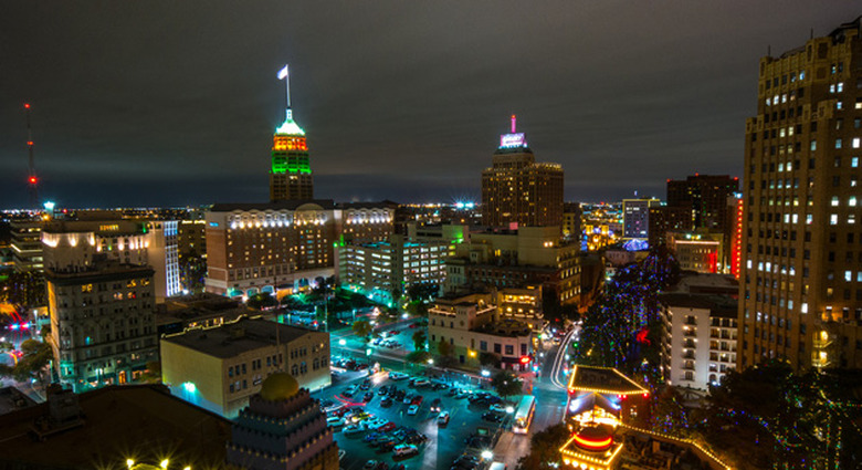 San Antonio skyline during the holidays