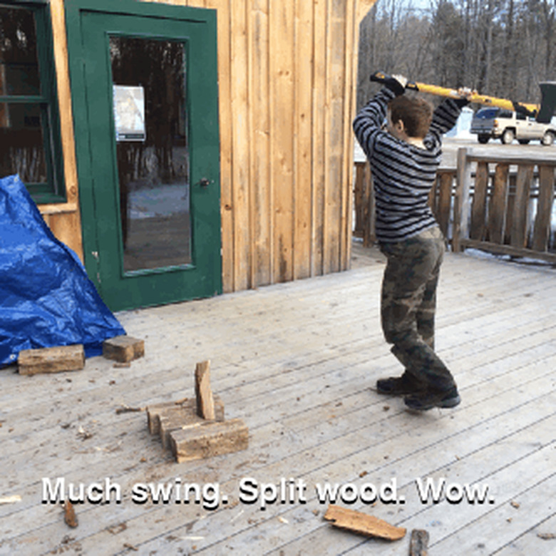 Chopping wood GIF