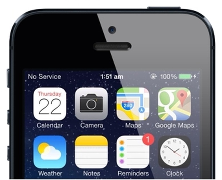 iOS 7 screen showing