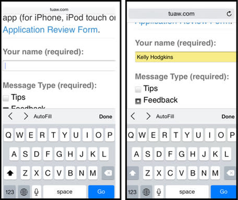 Safari AutoFill