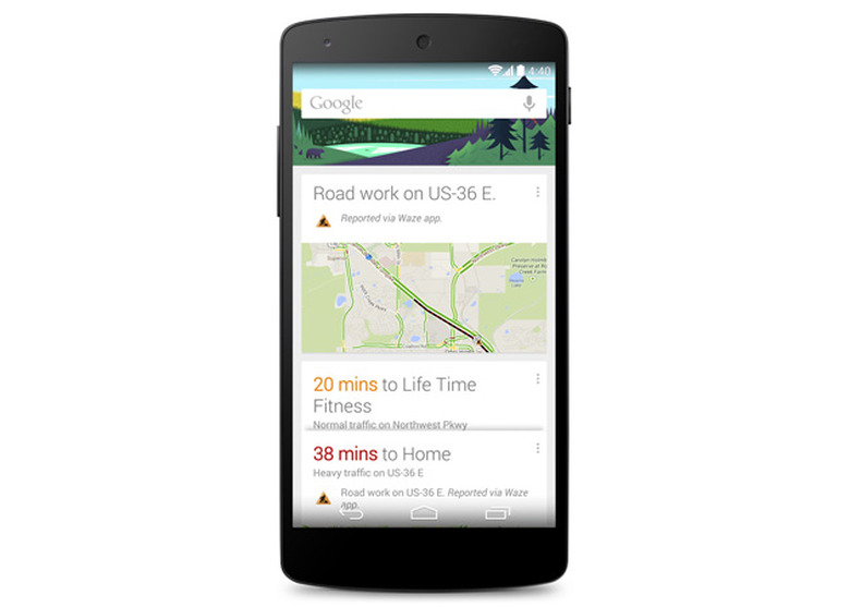 A traffic incident in Google Now on Android