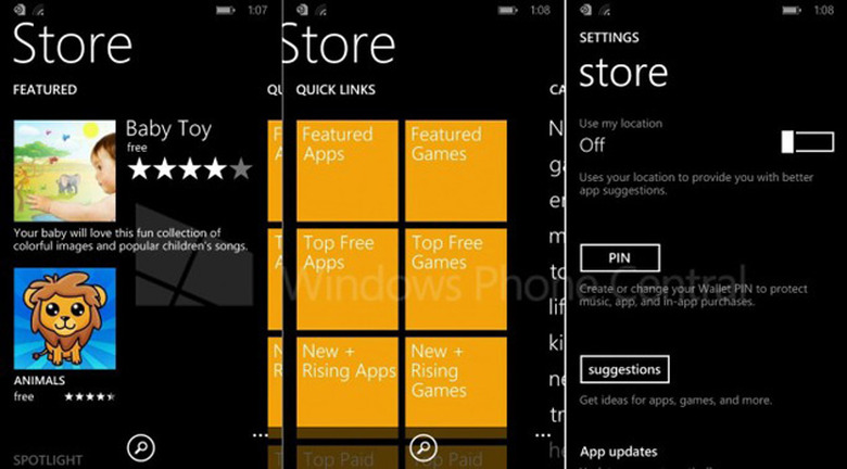 Windows Phone 8.1's storefront