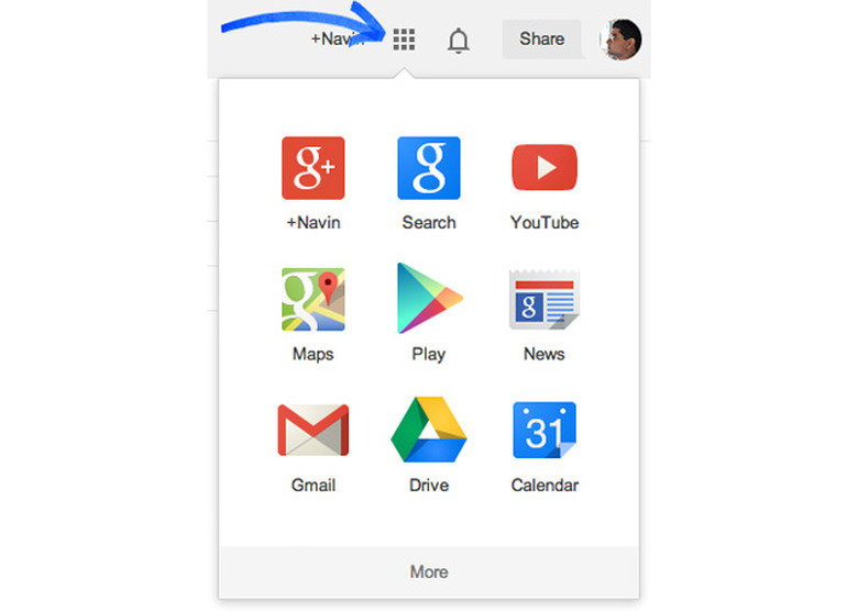 Google app launcher on the web