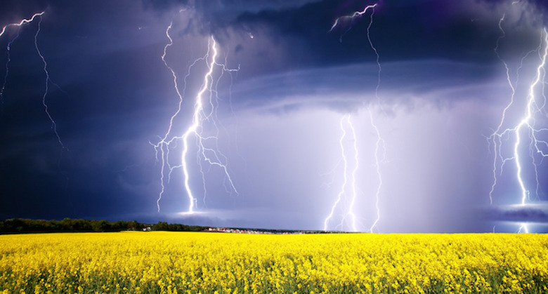 summer storm beginning with lightning; Shutterstock ID 100149458; PO: aol; Job: production; Client: drone