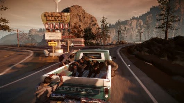 I know we're fleeing from zombies, but would you guys like to hit Burger King on the way? Maybe... no? All right.