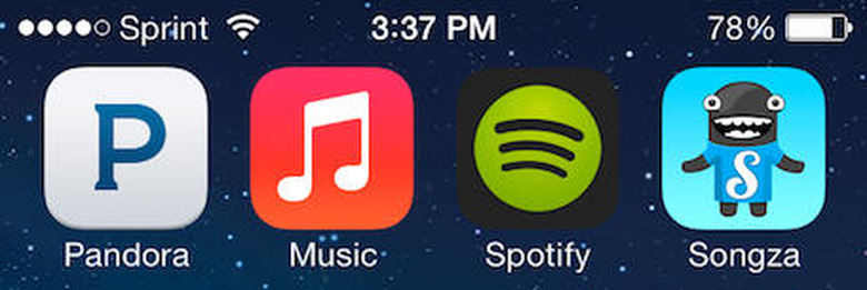 pandora spotify songza ios icons