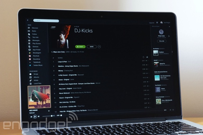 Spotify's new design on the desktop