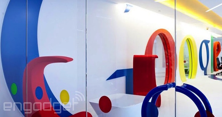 Google's logo dominates an office