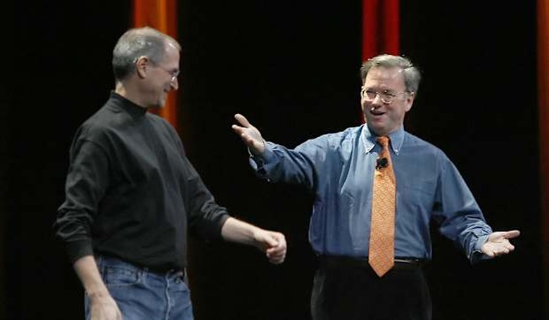 Apple chief executive Steve Jobs, (L) in