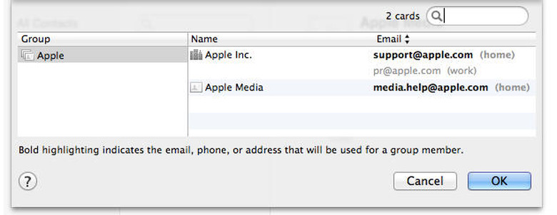 OS X Contacts