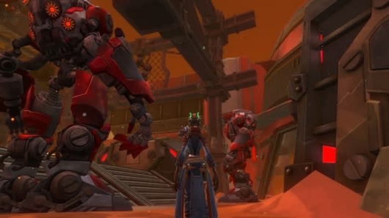 Oh, hey, giant robots that could kill me! You guys are busy, though. You're busy! I'll just leave, you can ignore me. You're busy, right, keep busy.
