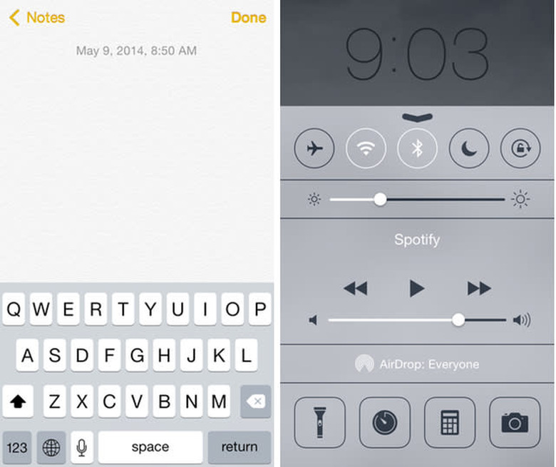 iOS keyboard control center