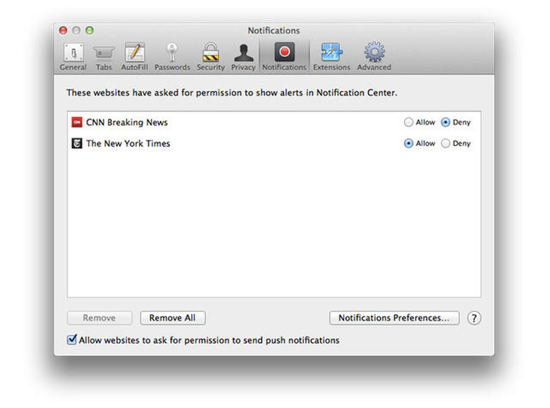 safari push notification prefs.