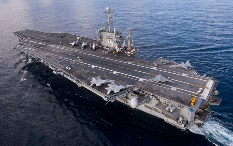 USS Harry S Truman with an X-47 drone onboard