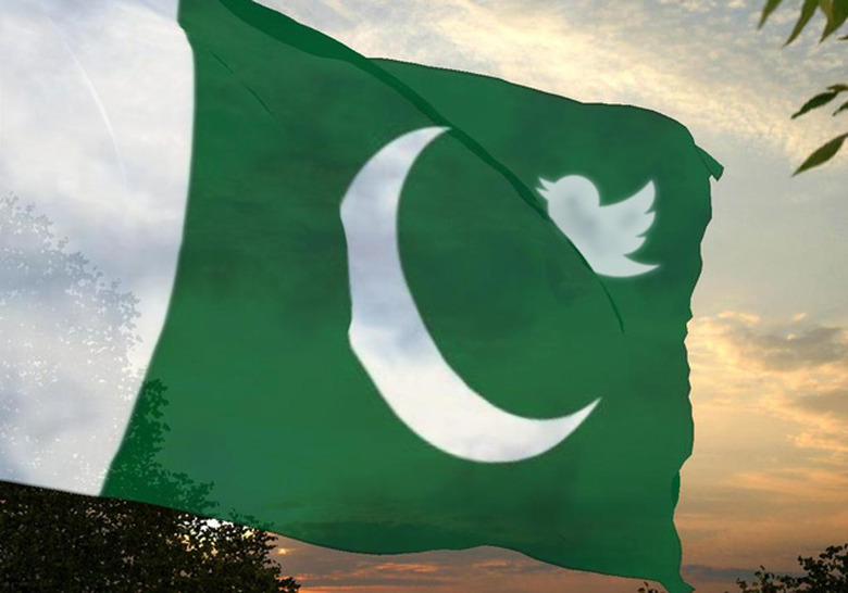 Pakistan flag and Twitter logo
