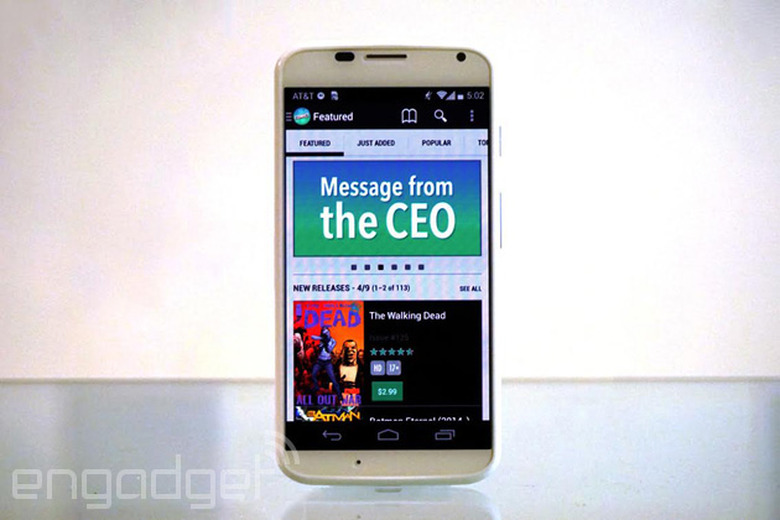 Comixology app on a Moto X