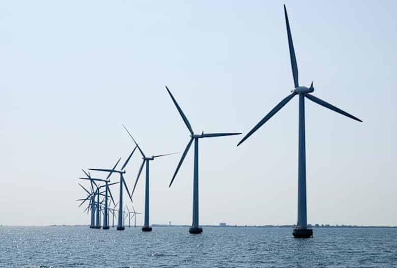 wind turbines at the sea outside Copenhagen, Denmark