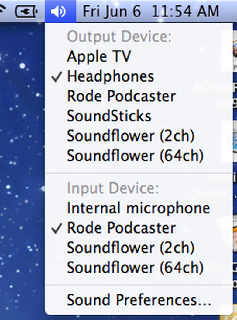Mac OS sound options