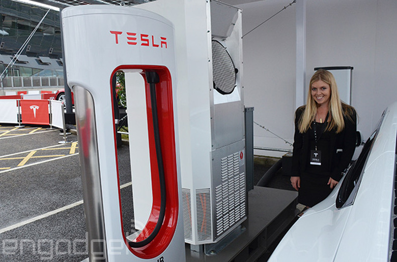 Tesla Supercharger station in the UK