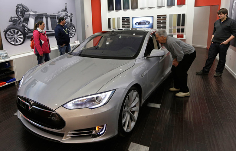 Tesla Model S in a store