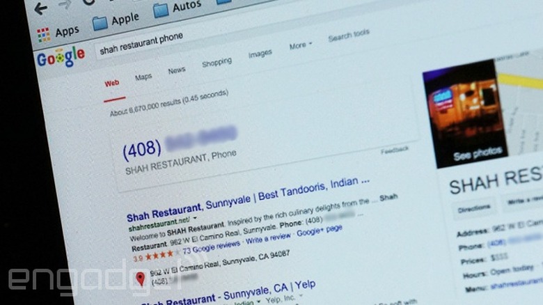 Hangouts calling option in Google search