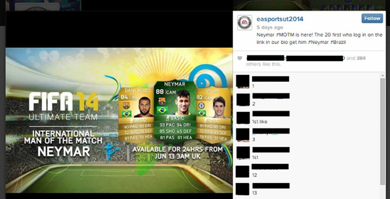 Fake EA Sports Instagram account